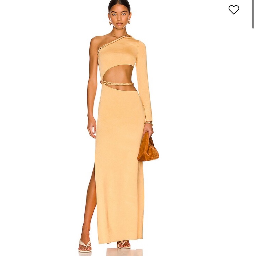 Atoir One-Shoulder Cutout Midi Dress in Mustard